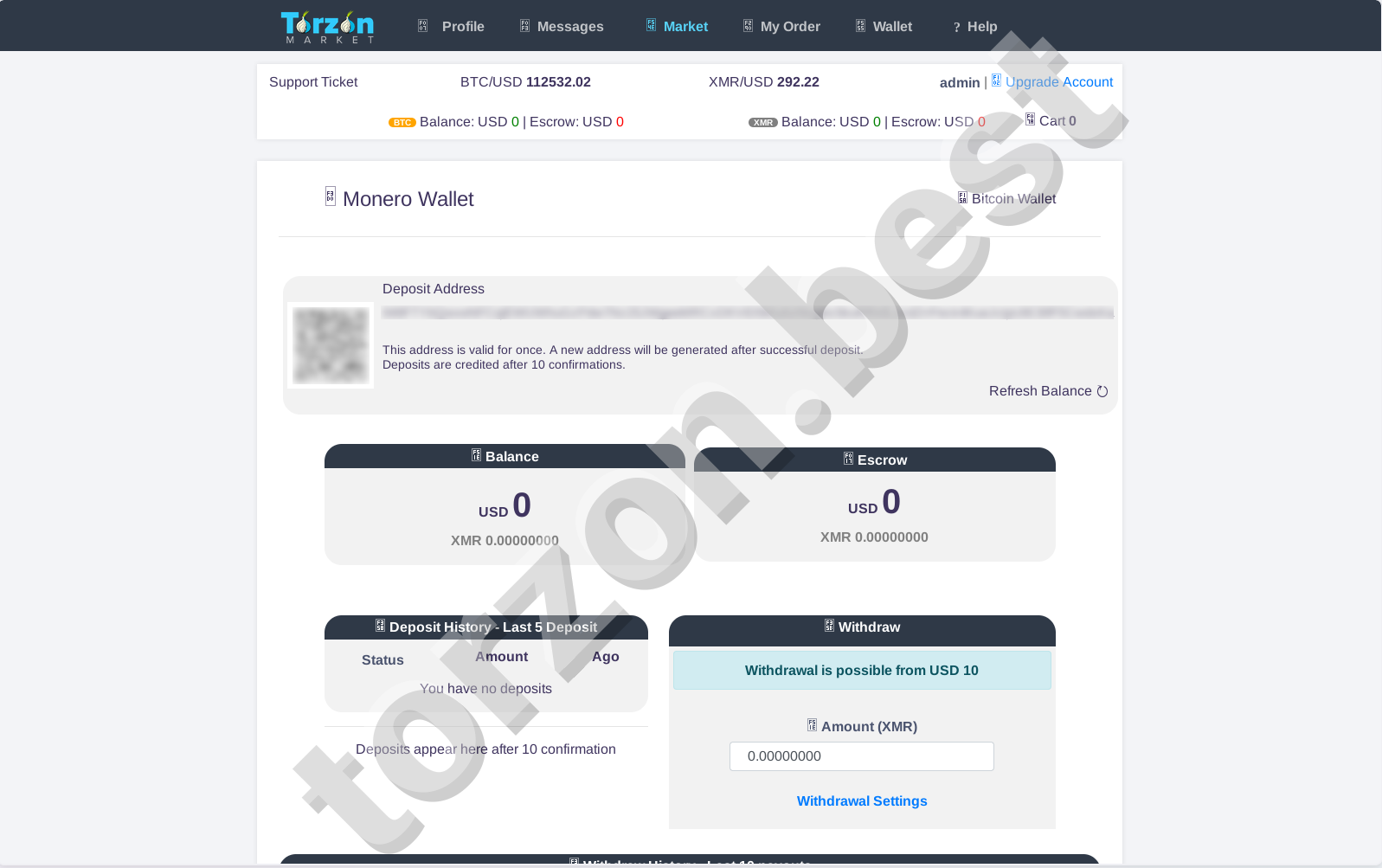 Torzon Market Monero Wallet